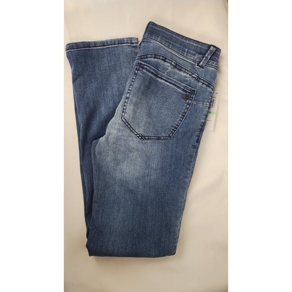 Democracy "Ab" solution Patriot Straight Leg Jeans Size 8 Blue Wash With Distres - Picture 1 of 10